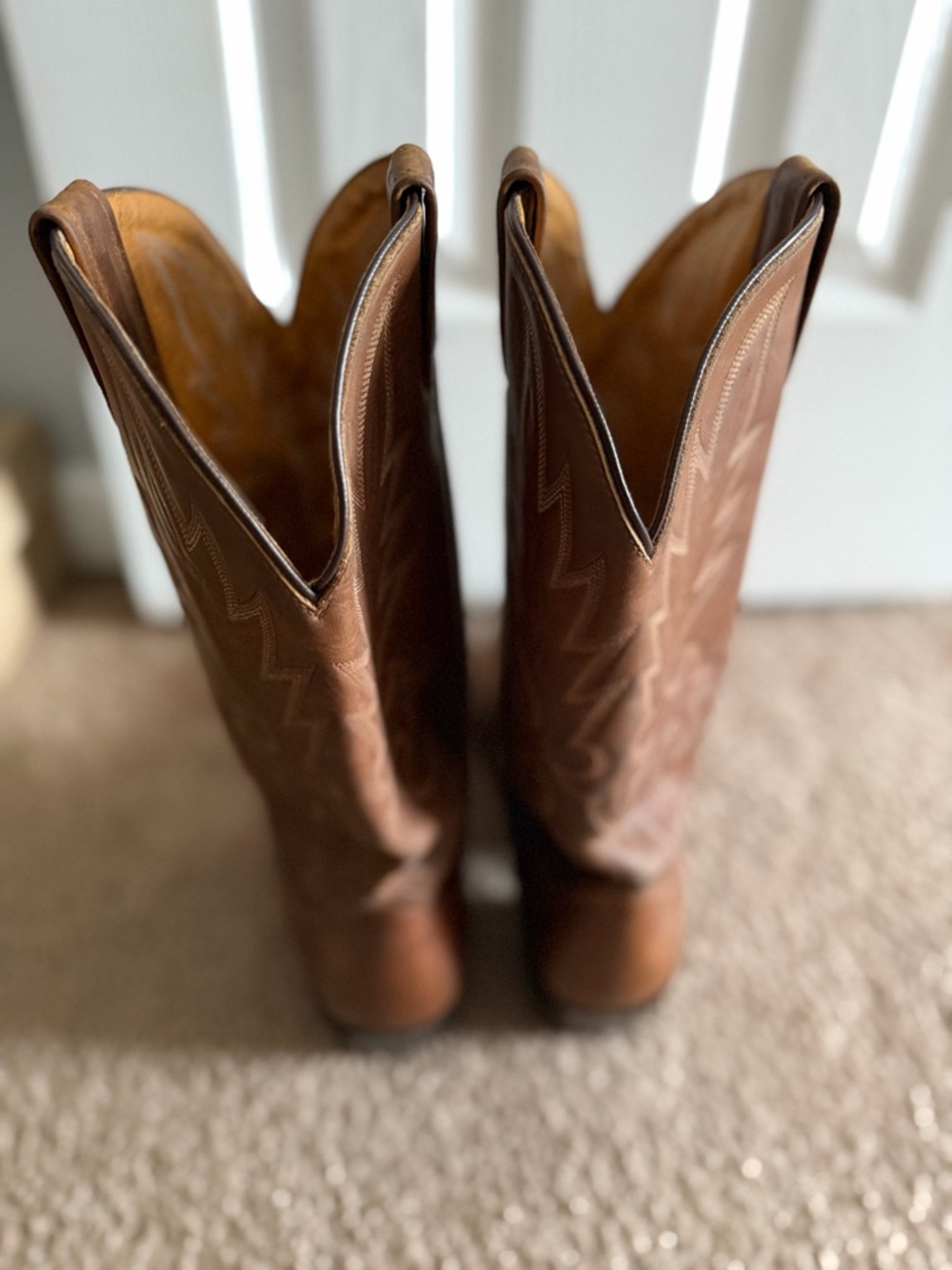 VINTAGE DAN POST MEN'S WESTERN BROWN LEATHER BOOTS SIZE 13EW COWBOY - Picture 7 of 8